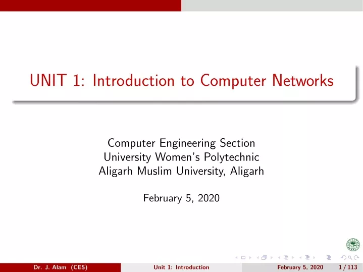 unit 1 introduction to computer networks