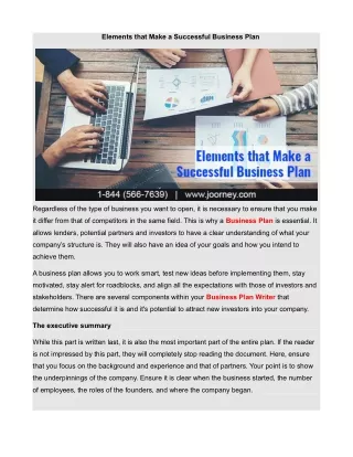 elements that make a successful business plan