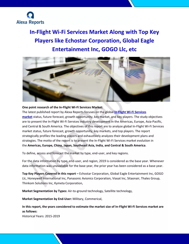 in flight wi fi services market along with