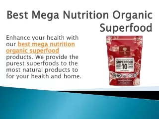 Best Mega Nutrition Organic Superfood