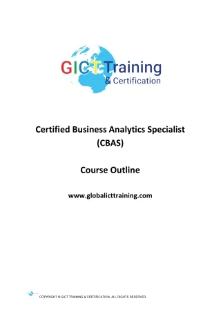 Certified Business Analytics Specialist (CBAS) Course