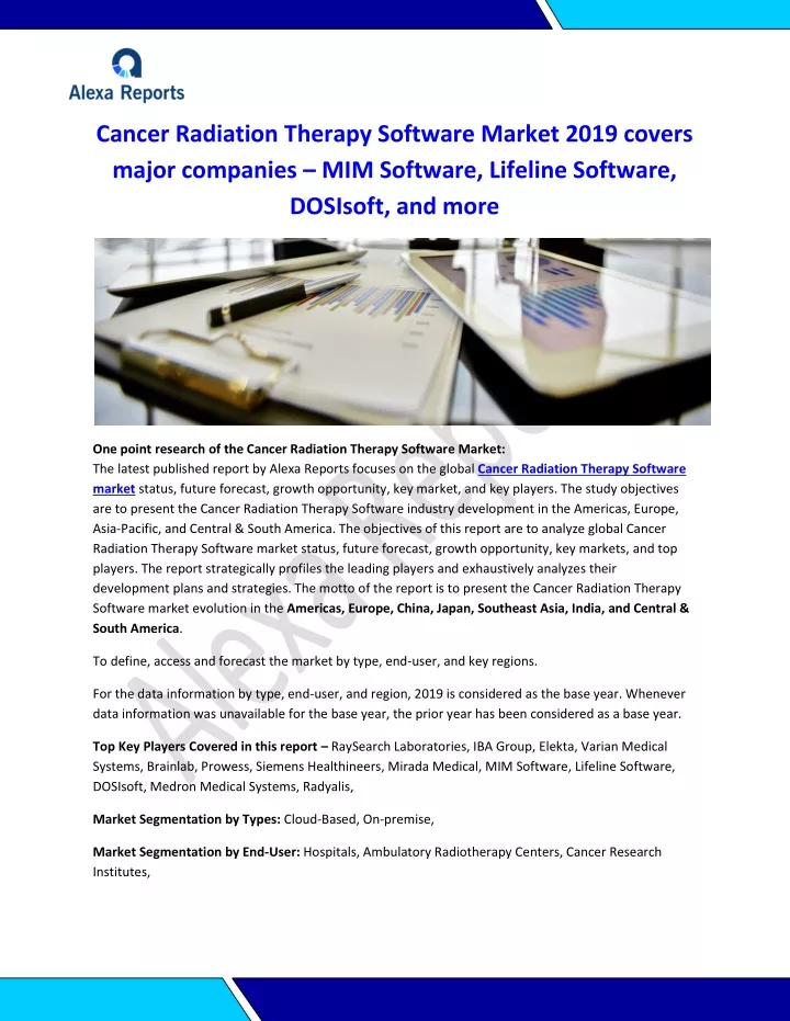 cancer radiation therapy software market 2019