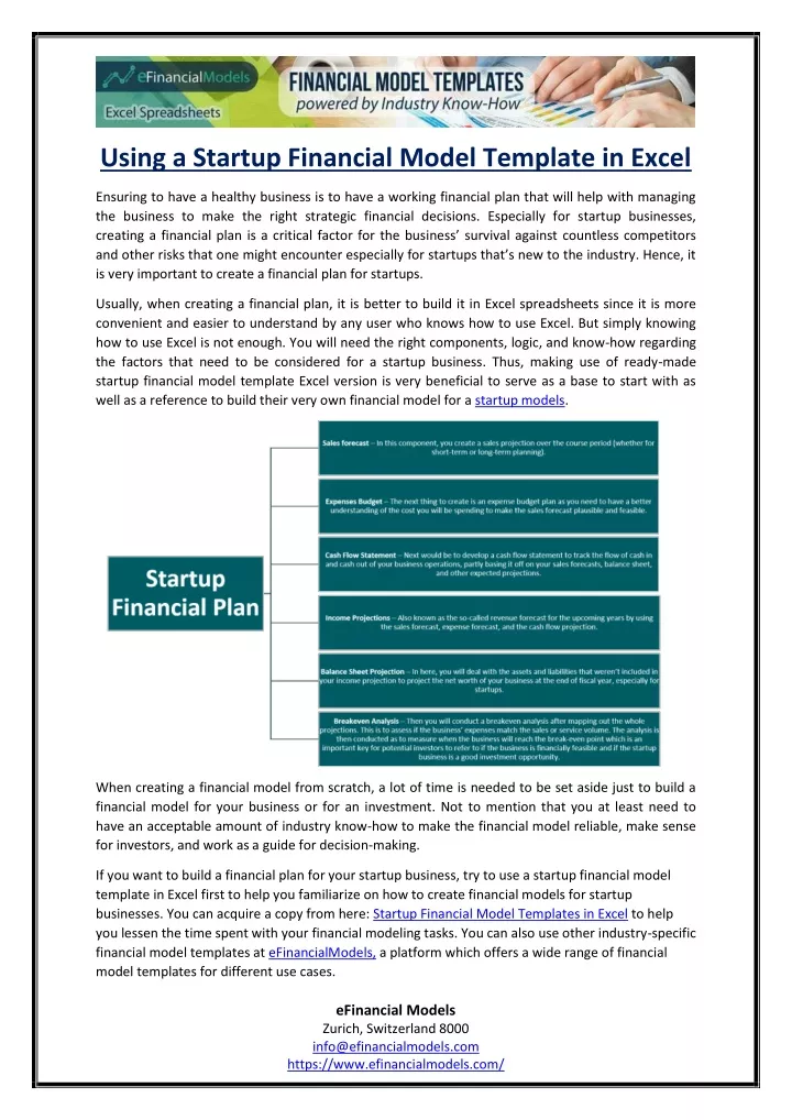 using a startup financial model template in excel