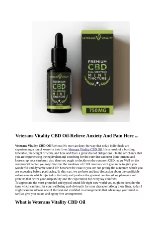 Veterans Vitality CBD Oil