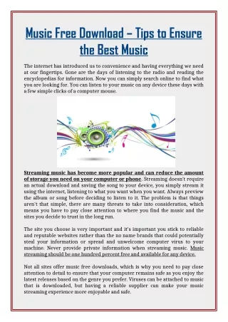 Music Free Download – Tips to Ensure the Best Music