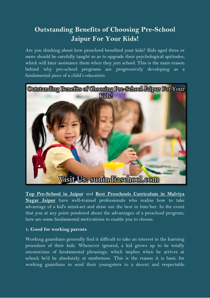 outstanding benefits of choosing pre school