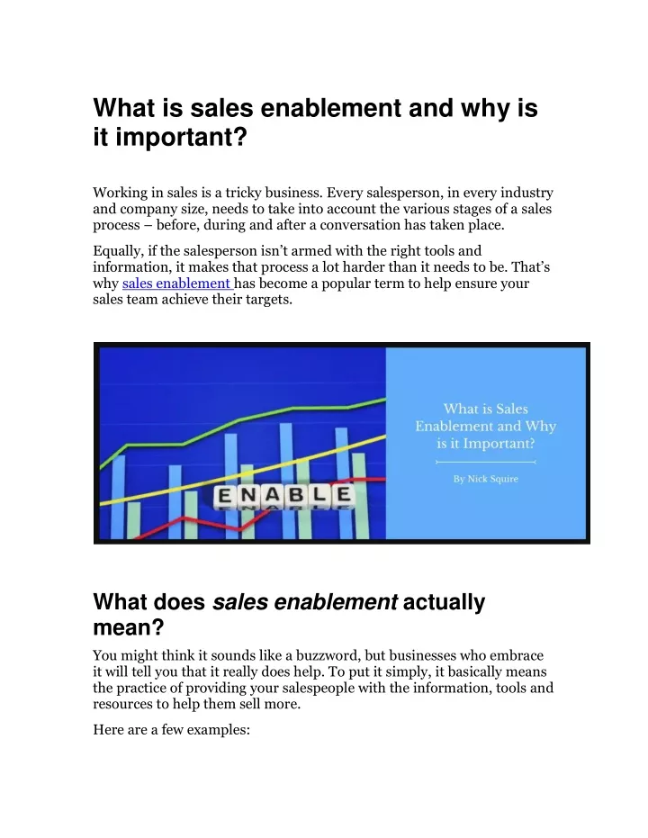 what is sales enablement and why is it important