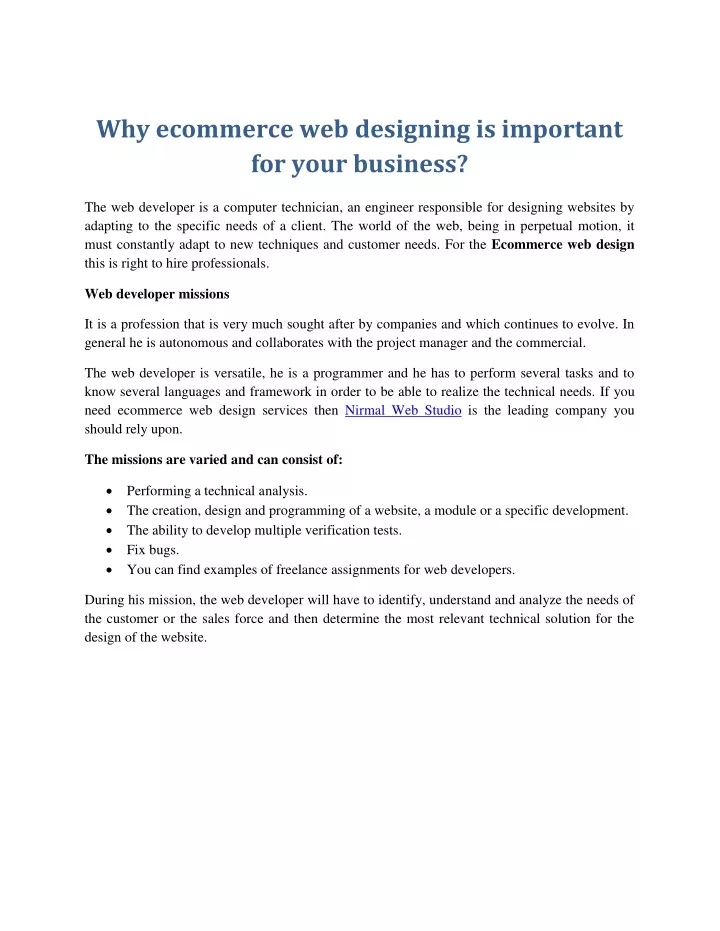why ecommerce web designing is important for your