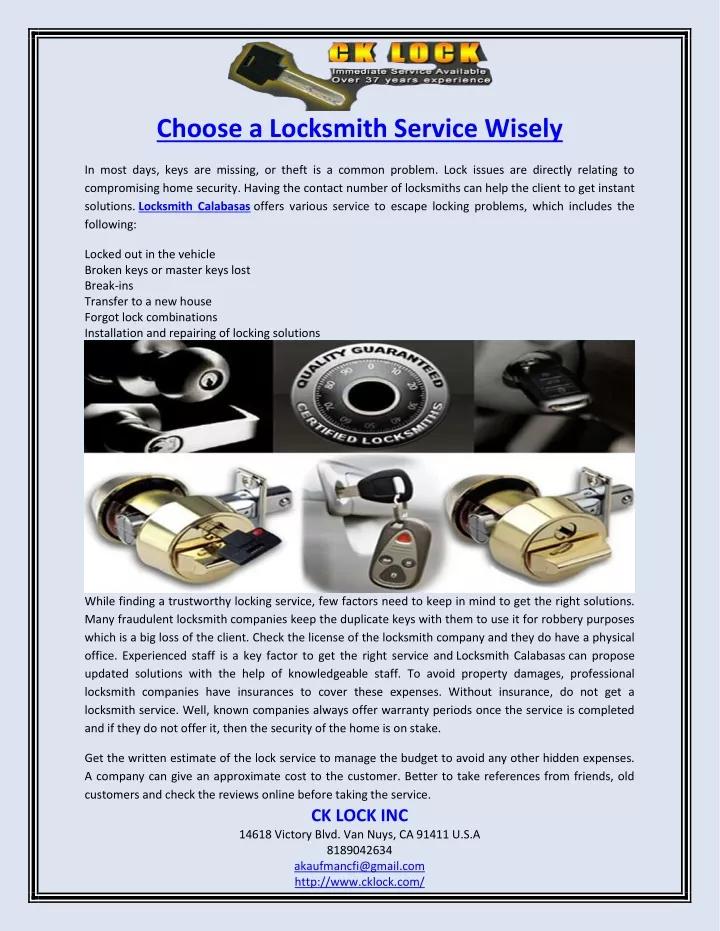 choose a locksmith service wisely