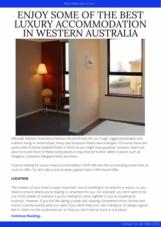 Enjoy Some of the Best Luxury Accommodation in Western Australia