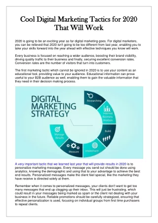 cool digital marketing tactics for 2020 cool
