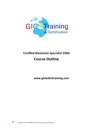 Certified Blockchain Specialist Course (CBS)