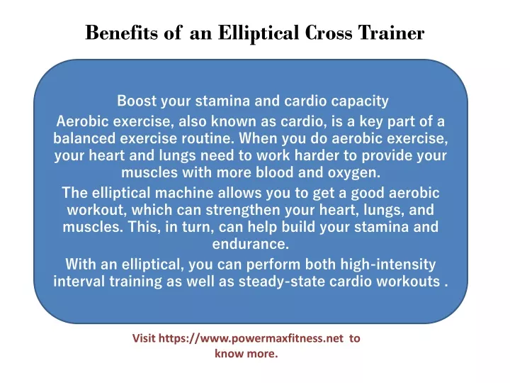 benefits of an elliptical cross trainer