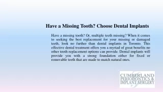 have a missing tooth choose dental implants