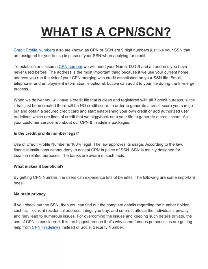 what is a cpn scn