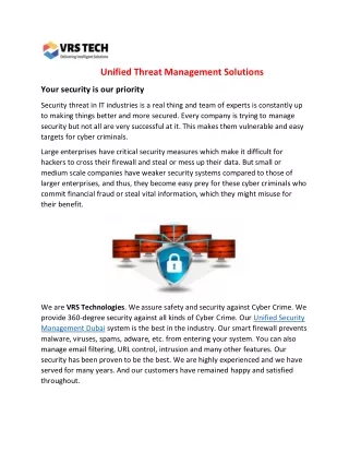 unified threat management solutions