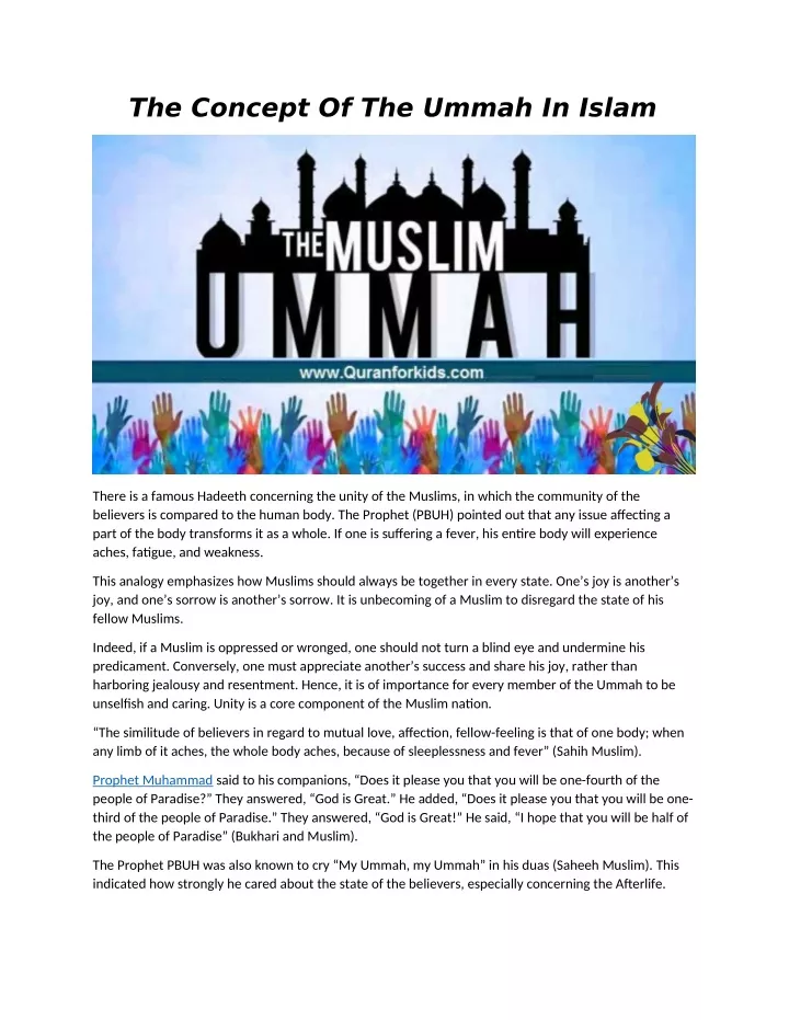 the concept of the ummah in islam