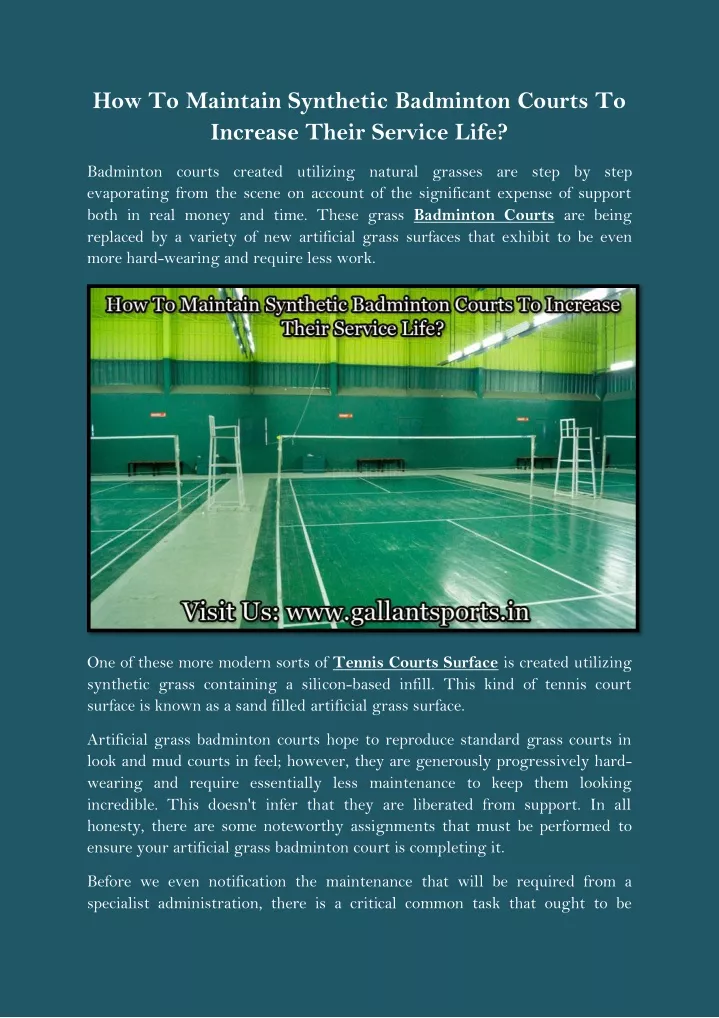 how to maintain synthetic badminton courts