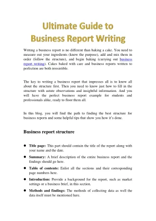writing a business report is no different than