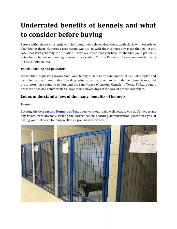 underrated benefits of kennels and what