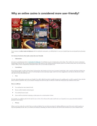 why an online casino is considered more user