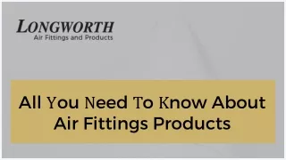 All you need to know about Air Fittings Products