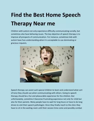 Find the best home speech therapy near me