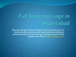 Full body massage centers in Hyderabad | Gosaluni