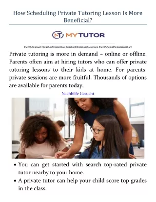How Scheduling Private Tutoring Lesson Is More Beneficial?