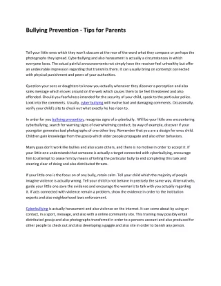 bullying prevention tips for parents