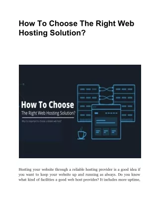 how to choose the right web hosting solution