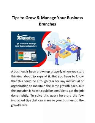 Tips to Grow & Manage Your Business Branches