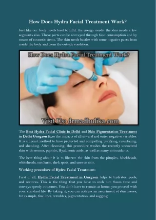 How Does Hydra Facial Treatment Work?