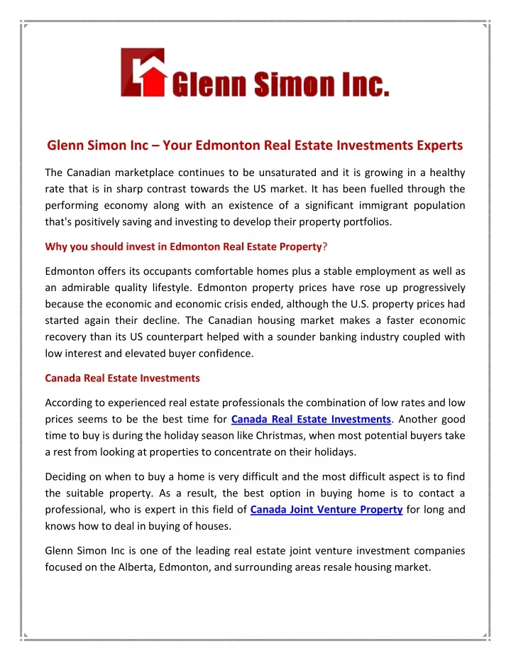 glenn simon inc your edmonton real estate
