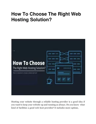 how to choose the right web hosting solution
