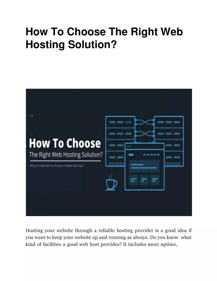 how to choose the right web hosting solution