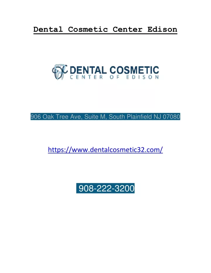 dental cosmetic center edison
