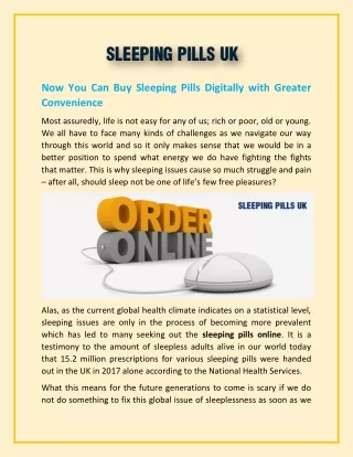 Now You Can Buy Sleeping Pills Digitally with Greater Convenience