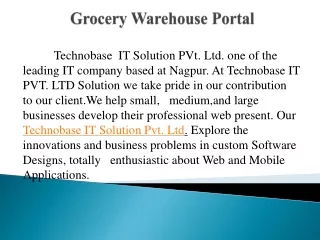 Grocery Warehouse Portal – Technobase IT Solution Pvt Ltd