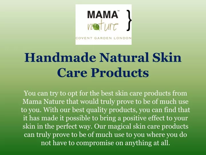 handmade natural skin care products