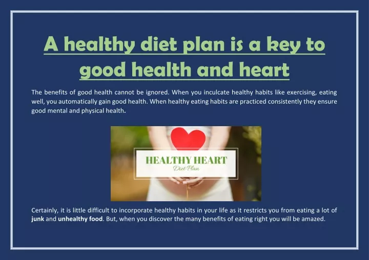 a healthy diet plan is a key to good health