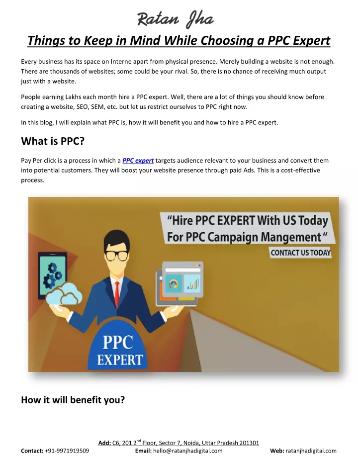 things to keep in mind while choosing a ppc expert