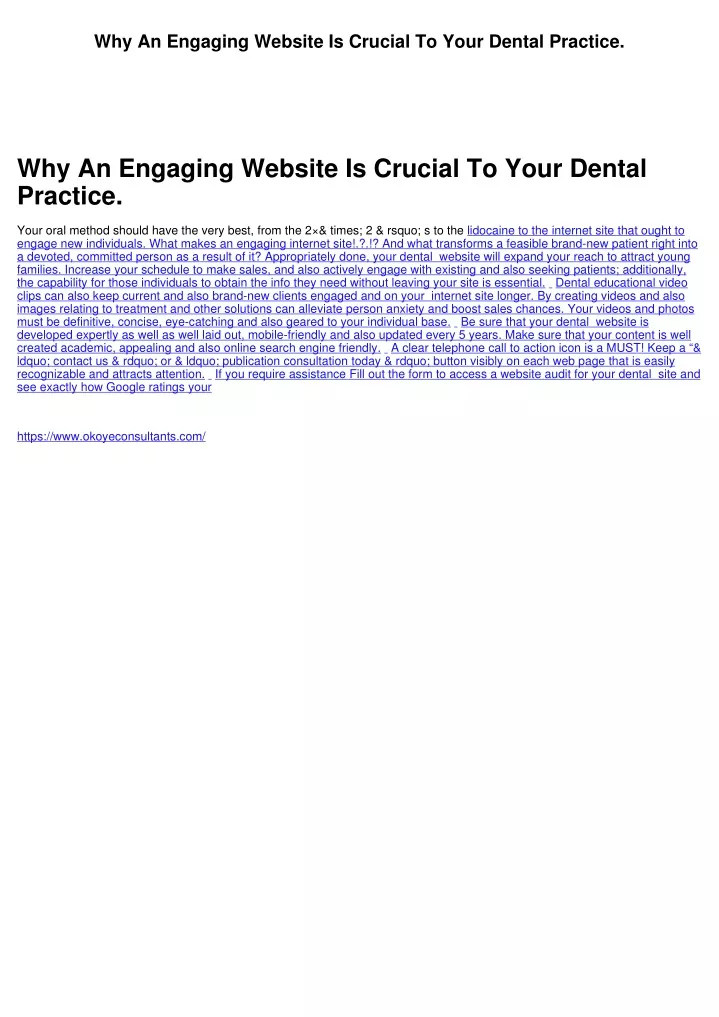 why an engaging website is crucial to your dental