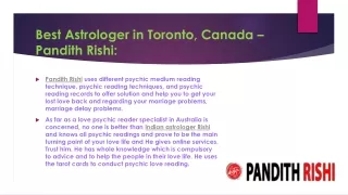 Vedic Astrologer in Toronto, Canada – psychicastrologypredictions: