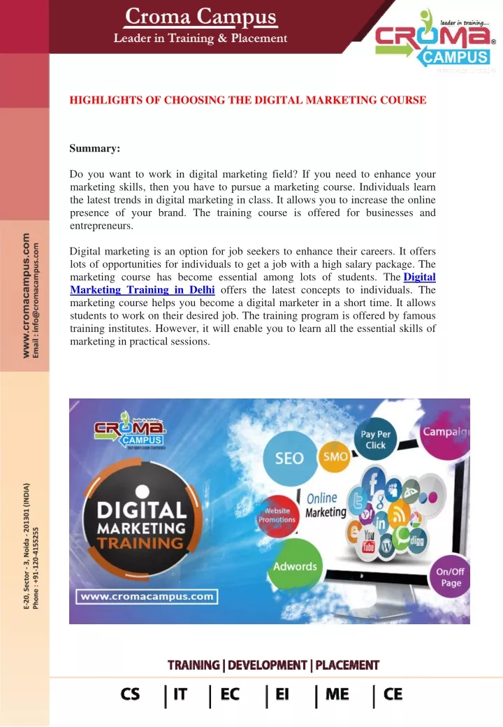 highlights of choosing the digital marketing
