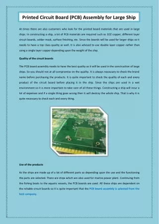 printed circuit board pcb assembly for large ship