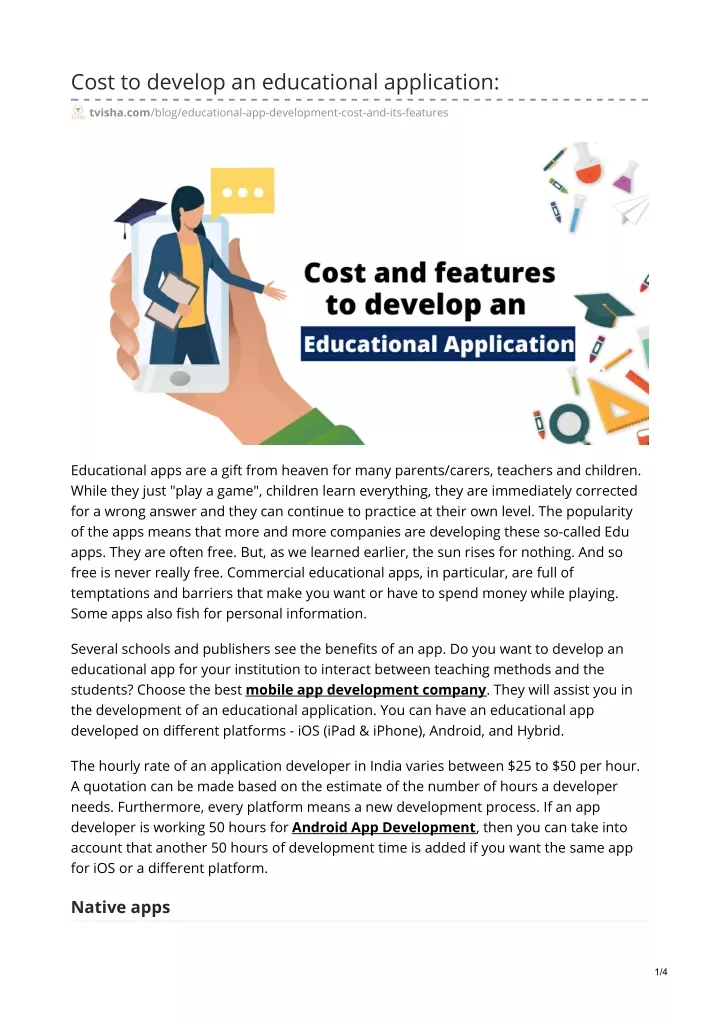 cost to develop an educational application