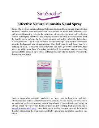 Effective Natural Sinusitis Nasal Spray