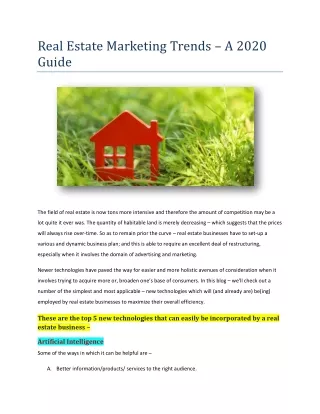 Real Estate Marketing trends – A 2020 Guide