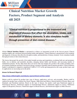 clinical nutrition market growth factors product